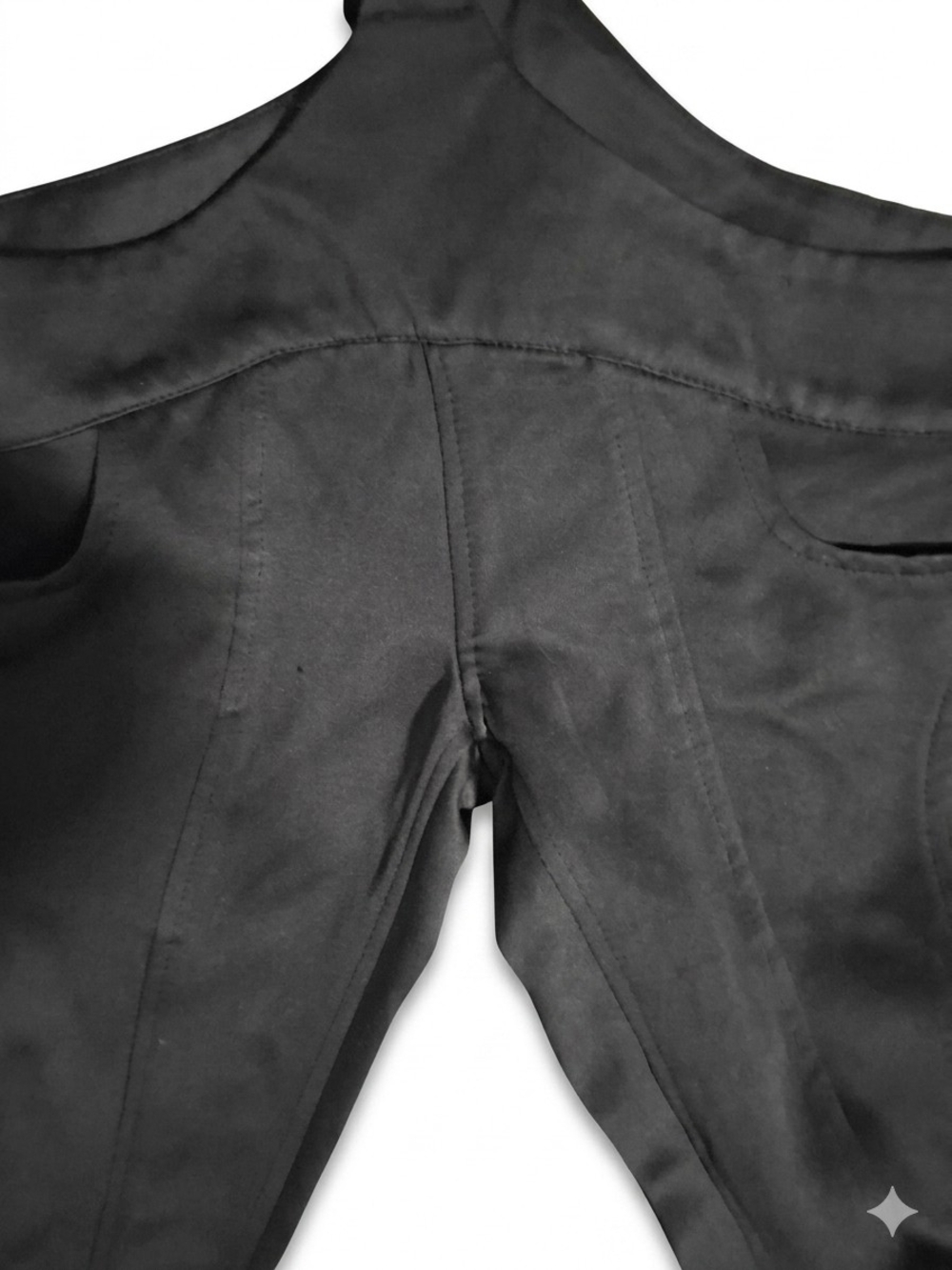 Black High-Waist Flare Pants with Ruching Detail - Picture 2 of 2